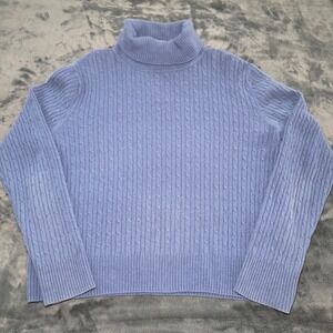 Pendleton 100% Cashmere Cable Knit Turtleneck Sweater Blue Women's Large Basics